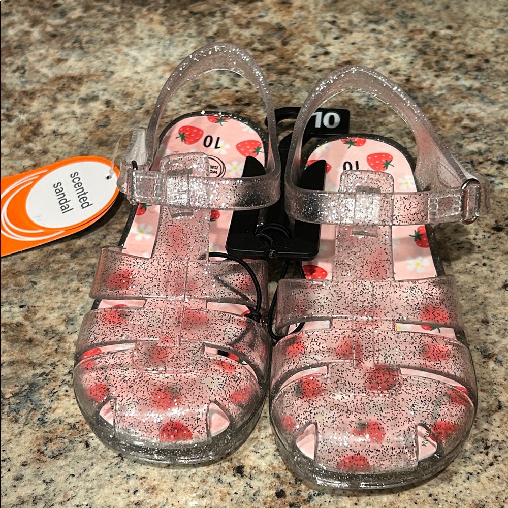 NWT Set of 2 Girls 10 Glitter Jelly Sandals -Clear and Orange Ombré ~Cat & Jack - Picture 4 of 8